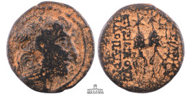 SELEUKID EMPIRE. Antiochos X Eusebes Philopator. Circa 94-88 BC. Æ (17 mm, 5.55 g.). Antioch on the Orontes mint. Diademed head right / Piloi of the D...