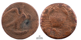 SICILY, Akragas. Circa 415-406 BC. Æ Hemilitron – Hexonkion (28 mm, 20.53 g.). Eagle standing right, head raised, wings spread, on fish / Crab holding...