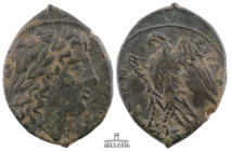 SICILY, Syracuse. Hiketas II. 287-278 BC. Æ (23 mm, 6.20 g.). Laureate head of Zeus Hellanios right / Eagle standing left on thunderbolt.