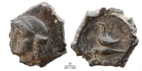 SKYTHIA, Olbia. Circa 320-315 BC. Æ (12 mm, 1.33 g.). Wreathed head of Demeter left / Sea eagle right standing on dolphin right. 