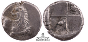 THRACE, Chersonesos. Circa 386-338 BC. AR Hemidrachm (14 mm, 2.26 g). Forepart of lion right, head left / Quadripartite incuse square with alternating...