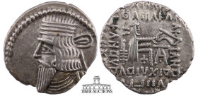 KINGS of PARTHIA. Pakoros I. Circa AD 78-120. AR Drachm (20 mm, 3.70 g.). Ekbatana mint. Diademed bust left, wearing medium-length beard / Archer (Ars...