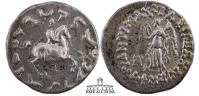 BAKTRIA. Antimachos II, Circa 160-155 BC, AR drachm (16 mm, 2.45 g.). Nike advancing left, holding palm branch and fillet / Horseman prancing right