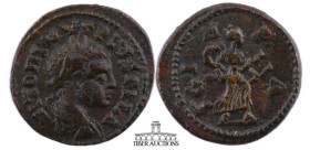MYSIA, Parium. Elagabalus AD 218-222. Æ Hemiassarion (18 mm, 3.89 g.). ANTONINVS PIVS FEL A Laureate, draped and cuirassed bust of Elagabalus to right...
