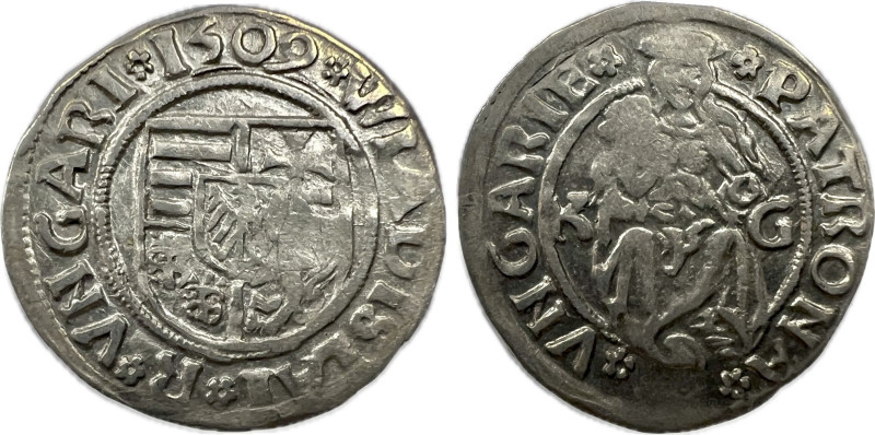 Hungary Vladislaus II. (1490-1516) 1509 K-G Ag denar 0,60g 15mm ÉH-646 EF