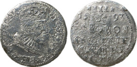 Poland Sigismund III, 3 Groschen (Trojak) (1593), Iger R.93.c, Ag, 22mm, 2.05g F