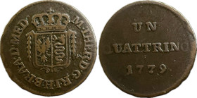 Maria Theresia 1 Quattrino (1779) Milánó KM182 Ag