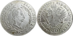 Franz 20 Kreuzer (1830)A KM2147 Ag