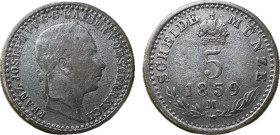 Franz Joseph I. 5 Kreuzer (1859) M Frühwald 1612 Ag