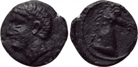 IBERIA. Punic Iberia. 1/5 Unit (Circa 237-209 BC). 

Obv: Bare male head left.
Rev: Head of horse right.

ACIP 610; SNG BM Spain 129. 

Conditi...