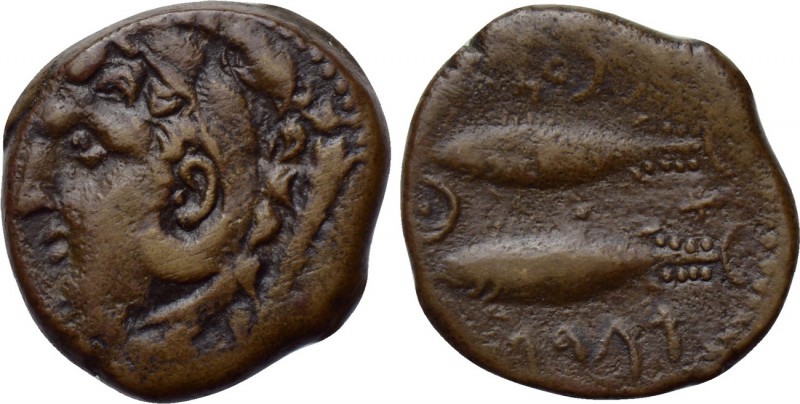IBERIA. Gadir. Unit (Late 2nd century BC). 

Obv: Head of Herakles-Melkart lef...
