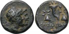 BLACK SEA REGION. Uncertain. Ae. (Circa 125-100 BC). 

Obv: Jugate heads of the Dioskouroi right.
Rev: ΛΑΛΙΑ - A[...]. 
Cornucopia between pileoi ...