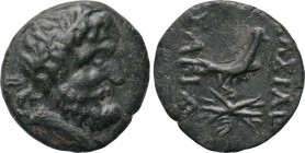 KINGS OF SKYTHIA. Sariakes (Circa 179-150 BC). Ae. 

Obv: Diademed head of Zeus right.
Rev: BAΣIΛE / ΣAPIAK. 
Eagle standing right on thunderbolt....