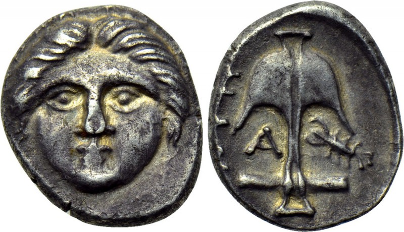 THRACE. Apollonia Pontika. Diobol (Late 4th century BC). 

Obv: Facing gorgone...