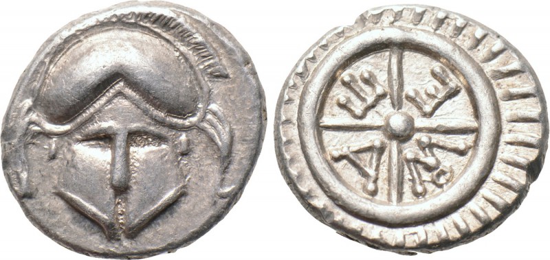 THRACE. Mesambria. Diobol (Circa 4th century BC). 

Obv: Facing Corinthian hel...