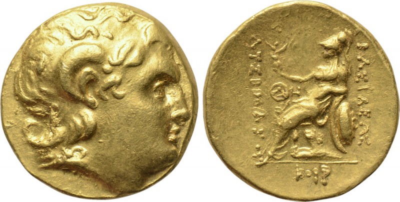 KINGS OF THRACE. Lysimachos (305-281 BC). GOLD Stater. Odessos. 

Obv: Diademe...