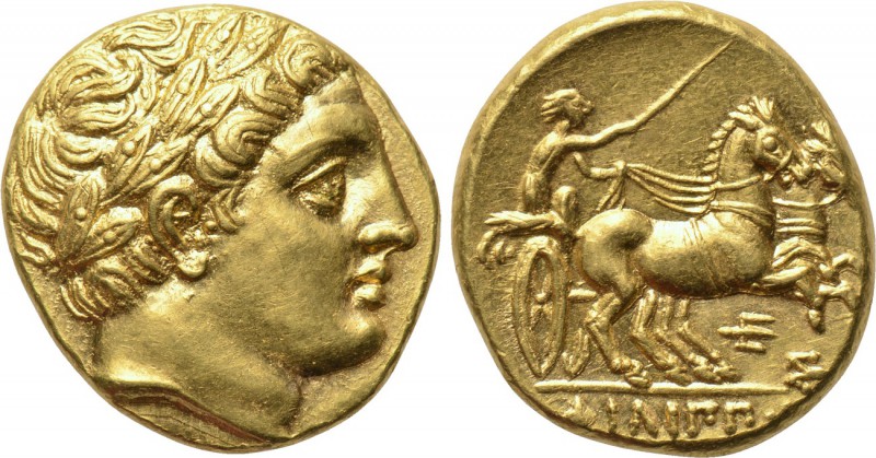KINGS OF MACEDON. Philip II (359-336 BC). GOLD Stater. Pella. 

Obv: Laureate ...