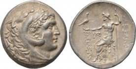 KINGS OF MACEDON. Alexander III 'the Great' (336-323 BC). Tetradrachm. Kalchedon. 

Obv: Head of Herakles right, wearing lion skin.
Rev: BAΣIΛEΩΣ A...