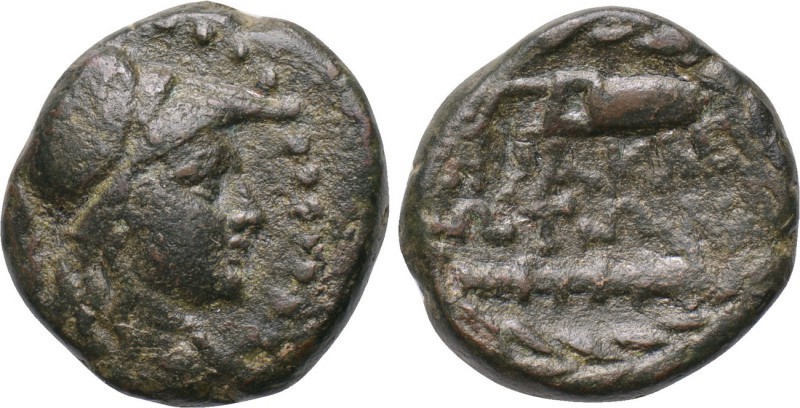 IONIA. Herakleia. Ae (Circa 2nd century BC). 

Obv: Helmeted head of Athena ri...