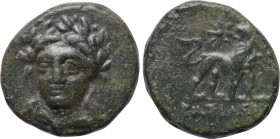 IONIA. Miletos. Ae (Circa 260-220 BC). Basileides, magistrate. 

Obv: Laureate and draped bust of Apollo facing slightly left.
Rev: BAΣIΛEIΔHΣ. 
L...