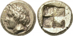 IONIA. Phokaia. EL Hekte (Circa 477-326 BC). 

Obv: Laureate head of young Pan left; seal to right.
Rev: Quadripartite incuse square.

Bodenstedt...