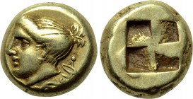 IONIA. Phokaia. EL Hekte (Circa 387-326 BC). 

Obv: Head of Artemis left, quiver behind; seal below.
Rev: Quadripartite incuse square.

Bodensted...