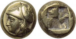 IONIA. Phokaia. EL Hekte (Circa 387-326 BC). 

Obv: Helmeted head of Athena left.
Rev: Quadripartite incuse square.

Bodenstedt 111. 

Conditio...