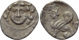 CILICIA. Uncertain. Obol (4th century BC). 

Obv: Facing gorgoneion.
Rev: Sphinx seated left.

SNG France 479; SNG Levante 250; Göktürk 48. 

C...