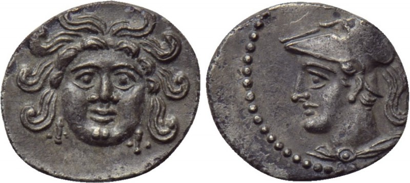 CILICIA. Uncertain. Obol (4th century BC). 

Obv: Facing gorgoneion.
Rev: Hel...