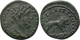 THRACE. Philippopolis. Commodus (177-192). Ae. 

Obv: ΑV ΚΑΙ Μ ΑVΡ ΚΟΜΟΔΟС. 
Laureate head right.
Rev: ΦΙΛΙΠΠΟΠΟΛΕΙΤΩΝ. 
Lion advancing right.
...