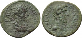 MACEDONIA. Cassandrea. Septimius Severus (193-211). Ae. 

Obv: IMP C L SEP SEVER AVG. 
Laureate, draped and cuirassed bust right.
Rev: COL IVLI AV...