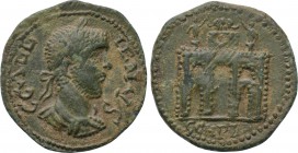 MYSIA. Parium. Gallienus (253-268). Ae. 

Obv: G GALLIENVS. 
Laureate, draped and cuirassed bust right.
Rev: C G H P I. 
Triumphal arch with thre...
