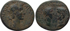 IONIA. Smyrna. Caligula with Germanicus and Agrippina I (37-41). Ae. Marcus Acilius Aviola, proconsul; Menophanes, magistrate. 

Obv: ΓAION KAICAΡA ...