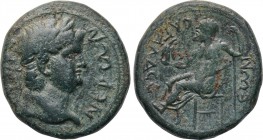 PISIDIA. Sagalassus. Nero (54-68). Ae. 

Obv: NЄPωN KAICAP. 
Laureate head right.
Rev: CAΓAΛACCЄωN. 
Zeus seated left on throne, holding eagle an...