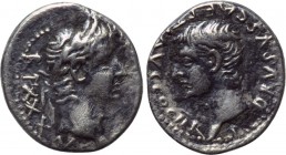 CAPPADOCIA. Caesarea. Tiberius with Drusus as Caesar (14-37). Drachm. 

Obv: TI CAES AVG P M TR P XXXIV. 
Laureate head of Tiberius right.
Rev: DR...