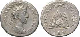 CAPPADOCIA. Caesarea. Commodus (177-192). Drachm. 

Obv: ΑVΤ Μ ΑVΡ ΚΟΜΟ ΑΝΤωΝΙ. 
Laureate, draped and cuirassed bust right.
Rev: VΠΑΤΟС Δ ΠΑΤ ΠΑΤΡ...