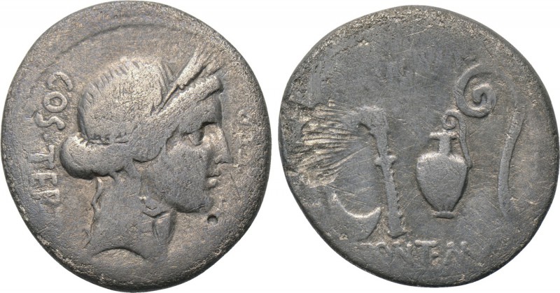JULIUS CAESAR. Denarius (47-46 BC). Uncertain mint in North Africa. 

Obv: DIC...