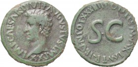 AUGUSTUS (27 BC-14 AD). Rome. As. 

Obv: IMP CAESAR DIVI F AVGVSTVS IMP XX. 
Bare head left.
Rev: PONTIF MAXIM TRIBVN POT XXXIIII. 
Large S•C.
...
