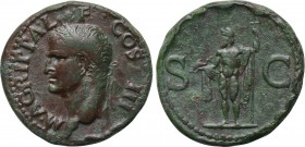 AGRIPPA (Died 12 BC). As. Rome. Struck under Caligula (37-41). 

Obv: M AGRIPPA L F COS III. 
Laureate head left.
Rev: S - C. 
Neptune standing l...