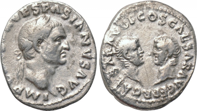 VESPASIAN with TITUS and DOMITIAN as Caesares (69-79). Denarius. Rome. 

Obv: ...