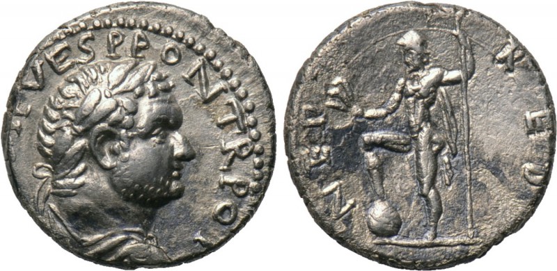 TITUS (Caesar, 69-79). Denarius. Antioch. 

Obv: T CAES IMP VESP PON TR POT. ...