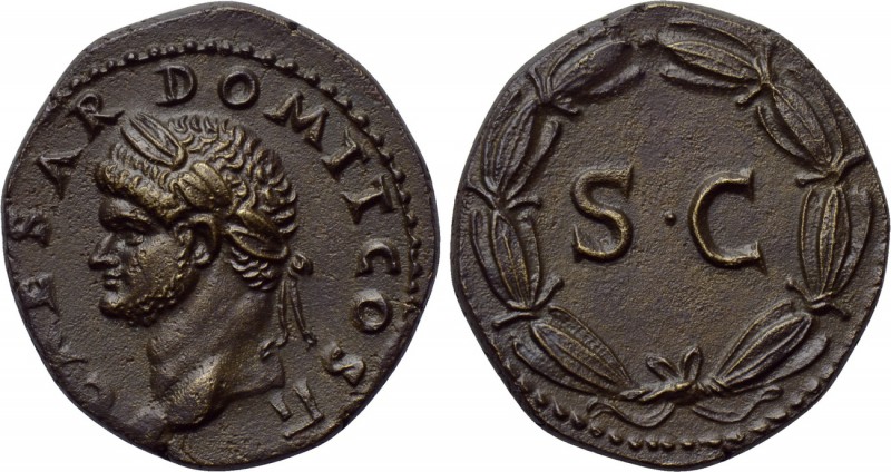 DOMITIAN (Caesar, 69-81). As. Rome, possibly for circulation in Syria. 

Obv: ...