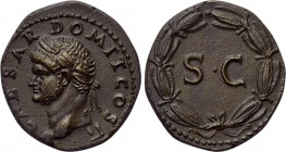 DOMITIAN (Caesar, 69-81). As. Rome, possibly for circulation in Syria. 

Obv: CAESAR DOMIT COS II. 
Laureate head left.
Rev: Large S C within wrea...