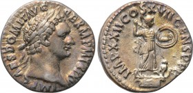 DOMITIAN (81-96). Denarius. Rome. 

Obv: IMP CAES DOMIT AVG GERM P M TR P XV. 
Laureate head right.
Rev: IMP XXII COS XVII CENS P P P. 
Minerva s...