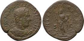 MACRINUS (217-218). Sestertius. Rome. 

Obv: IMP CAES M OPEL SEV MACRINVS AVG. 
Laureate and cuirassed bust right.
Rev: PONTIF MAX TR P P P / S - ...