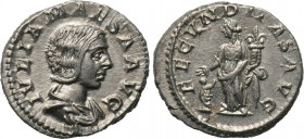 JULIA MAESA (Augusta, 218-224/5). Denarius. Rome. 

Obv: IVLIA MAESA AVG. 
Draped bust right.
Rev: FECVNDITAS AVG. 
Fecunditas standing left, ext...