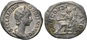 ORBIANA (Augusta, 225-227). Denarius. Rome. 

Obv: SALL BARBIA ORBIANA AVG. 
Draped bust right, wearing stephane.
Rev: CONCORDIA AVGG. 
Concordia...