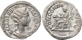 ORBIANA (Augusta, 225-227). Denarius. Rome. 

Obv: SALL BARBIA ORBIANA AVG. 
Draped bust right, wearing stephane.
Rev: CONCORDIA AVGG. 
Concordia...