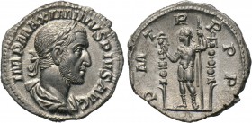 MAXIMINUS THRAX (235-238). Denarius. Rome. 

Obv: IMP MAXIMINVS PIVS AVG. 
Laureate, draped and cuirassed bust right.
Rev: P M TR P P P. 
Maximin...