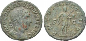 GORDIAN III (238-244). As. Rome. 

Obv: IMP GORDIANVS PIVS FEL AVG. 
Laureate, draped and cuirassed bust right.
Rev: P M TR P IIII COS II P P / S ...